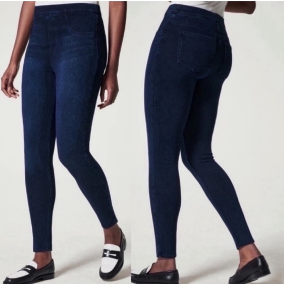 Spanx Jean-ish Ankle Leggings, Size Large Petite, Blue - Picture 1 of 12